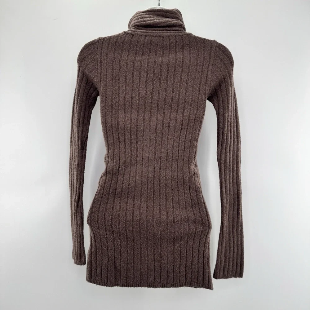 Free People Brown Ribbed Turtleneck Mini Dress - Picture 6 of 15
